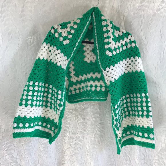 Vintage Handmade Granny Square crochet shawl shrug Retro Boho - Picture 4 of 12